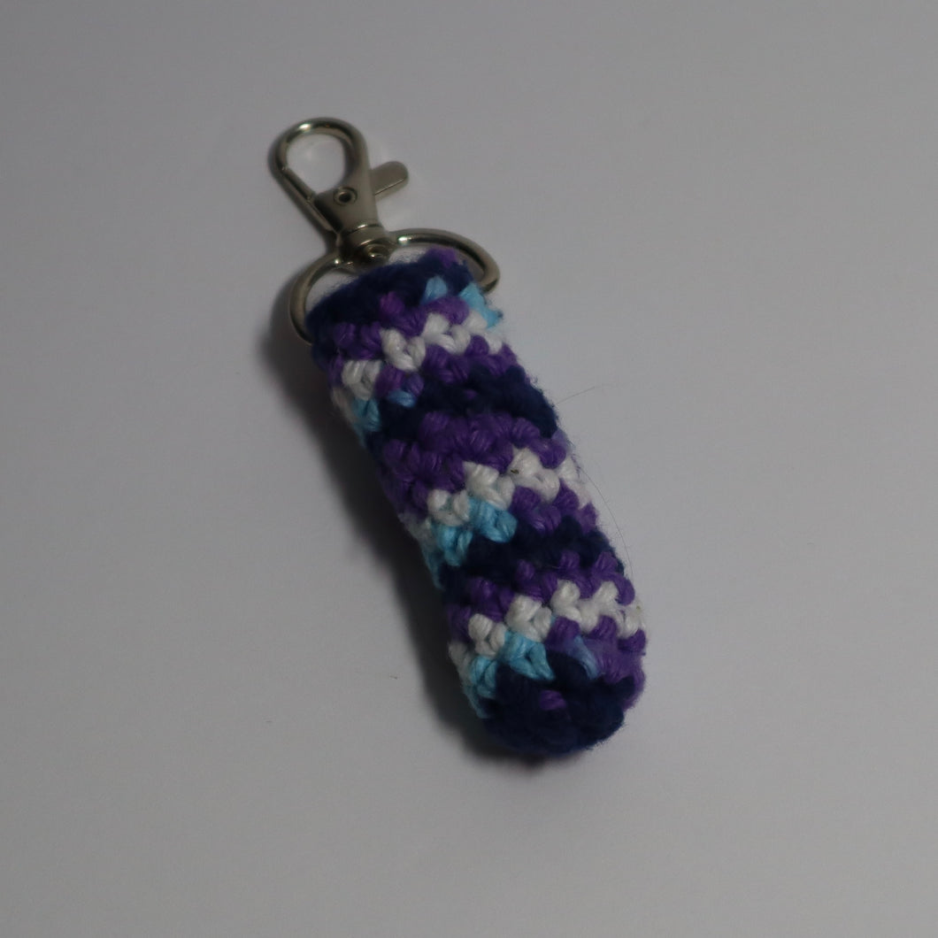 Midnight Blues Crochet Chapstick Holder Keychain