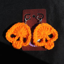 Load image into Gallery viewer, Pumpkin Lover Crochet Skull Earrings
