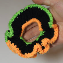 Load image into Gallery viewer, Scrappy Pumpkin Crochet Scrunchie
