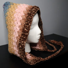 Load image into Gallery viewer, Fall Mocha Sparkle Crochet Hood
