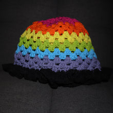 Load image into Gallery viewer, Rainbow Striped Crochet Bucket Hat
