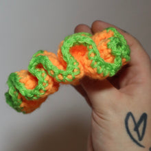 Load image into Gallery viewer, Neon Pumpkin Crochet Scrunchie
