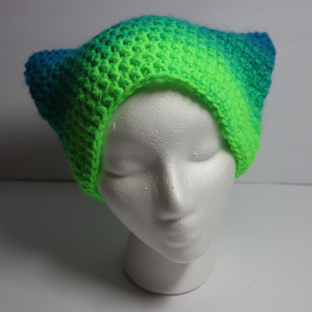 Sour Neon Rave Crochet Cat Hat