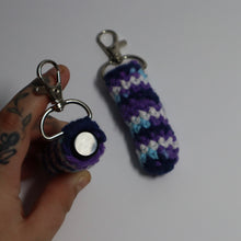 Load image into Gallery viewer, Midnight Blues Crochet Chapstick Holder Keychain
