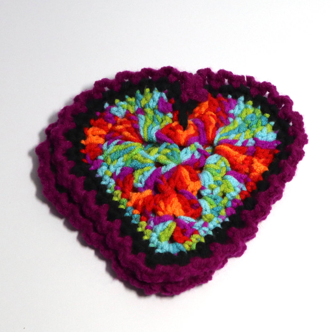 Party Print Crochet Heart Coasters