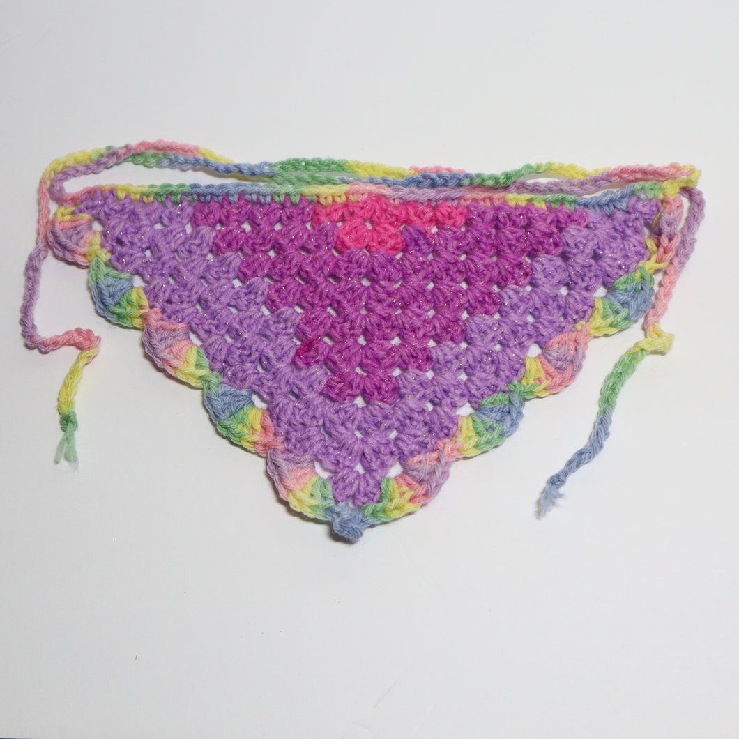 Purple Pastel Rainbow Crochet Bandana