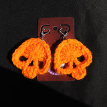 Load image into Gallery viewer, Pumpkin Lover Crochet Skull Earrings
