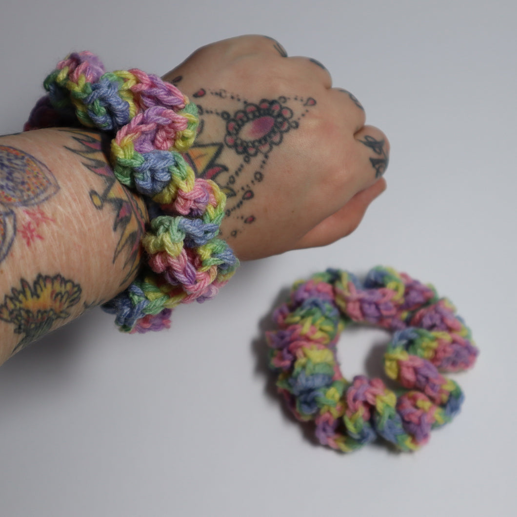 Pastel Rainbow Crochet Scrunchies (2-Pack)