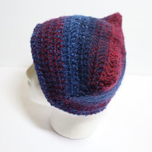 Load image into Gallery viewer, Maroon Blues Crochet Cat Hat
