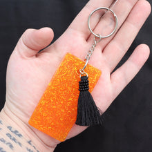 Load image into Gallery viewer, Batty Orange Resin Halloween Keychain
