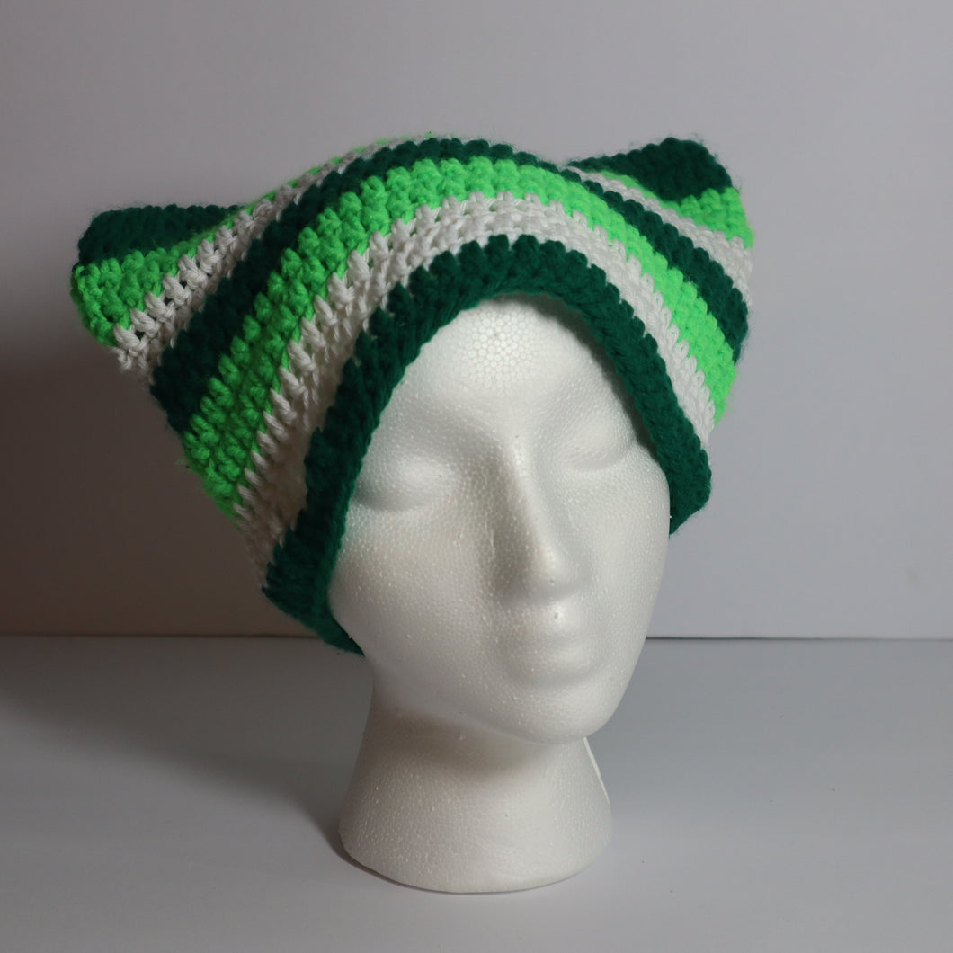 Electric Green Apple Crochet Cat Hat