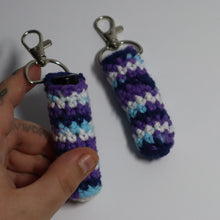 Load image into Gallery viewer, Midnight Blues Crochet Chapstick Holder Keychain
