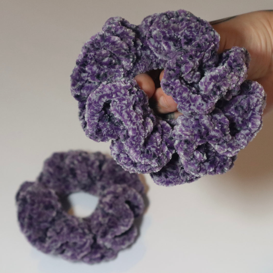 Static Television Crochet Velvet Scrunchie