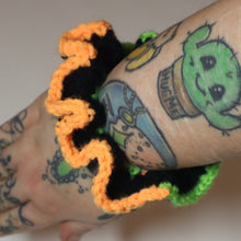 Load image into Gallery viewer, Scrappy Pumpkin Crochet Scrunchie
