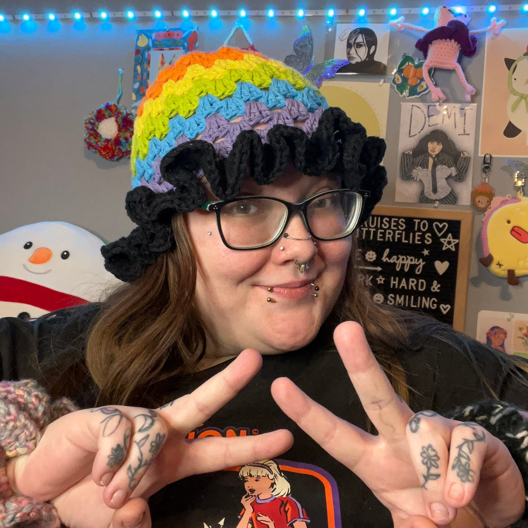 Rainbow Striped Crochet Bucket Hat