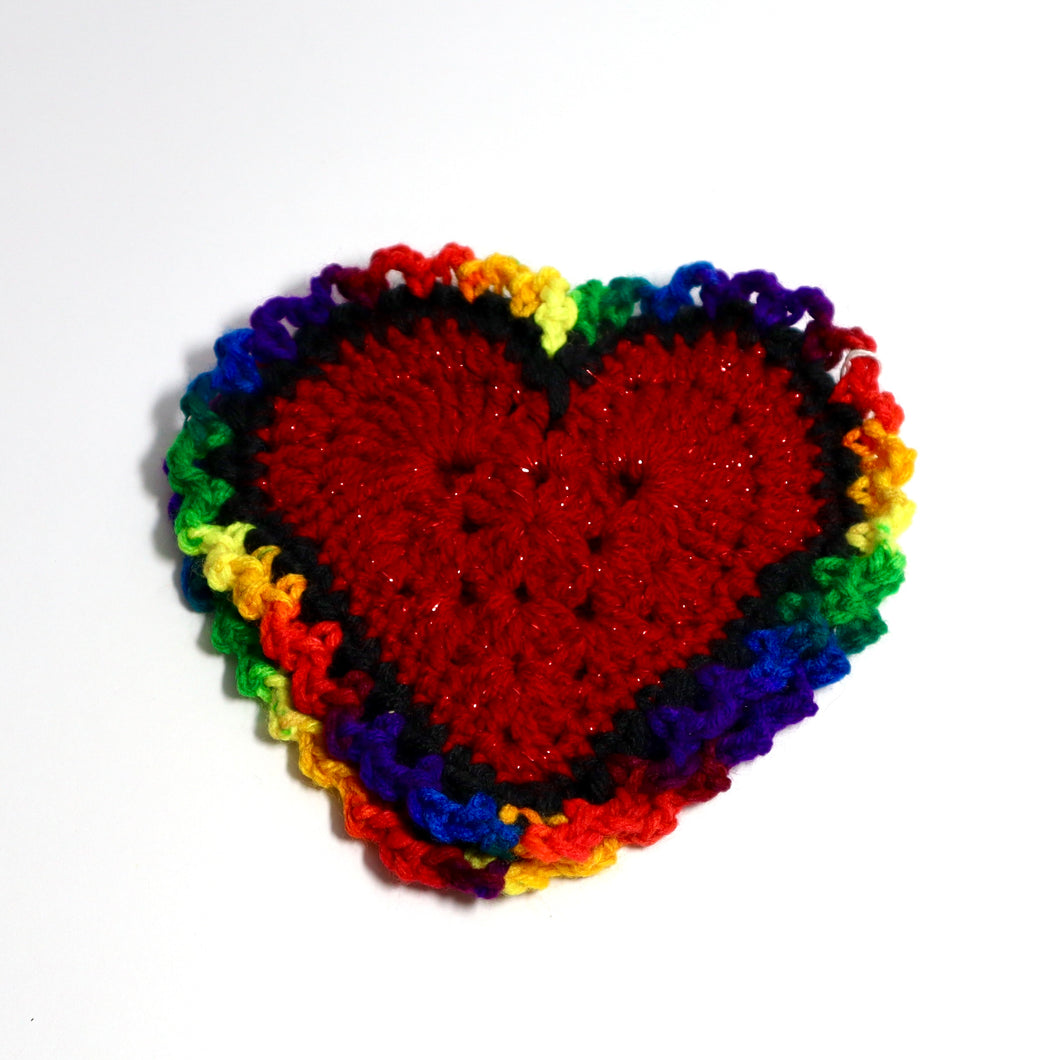 Pride Party Crochet Heart Coasters