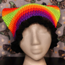 Load image into Gallery viewer, Neon Halloween Frilly Cat Hat
