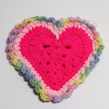 Load image into Gallery viewer, Hot Pink Palace Crochet Heart Coasters
