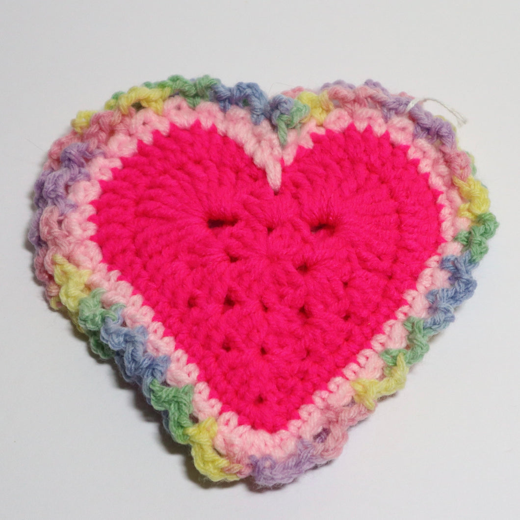 Hot Pink Palace Crochet Heart Coasters