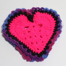 Load image into Gallery viewer, Purple Splash Crochet Heart Coasters
