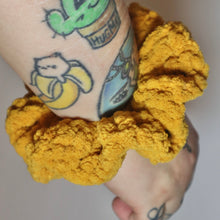 Load image into Gallery viewer, Mustard Chunky Crochet Scrunchie
