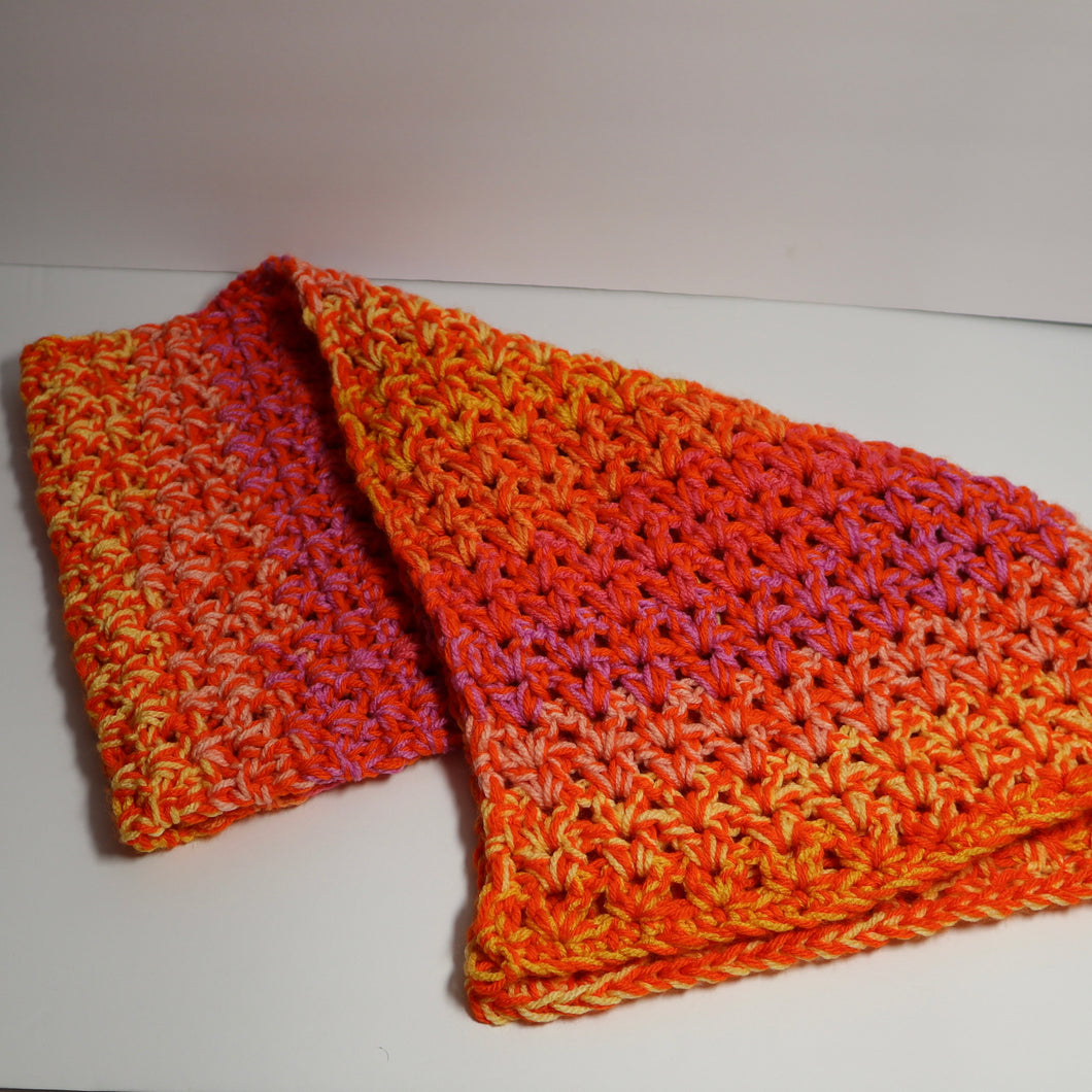 Chunky Sunset Crochet V-Stitch Scarf