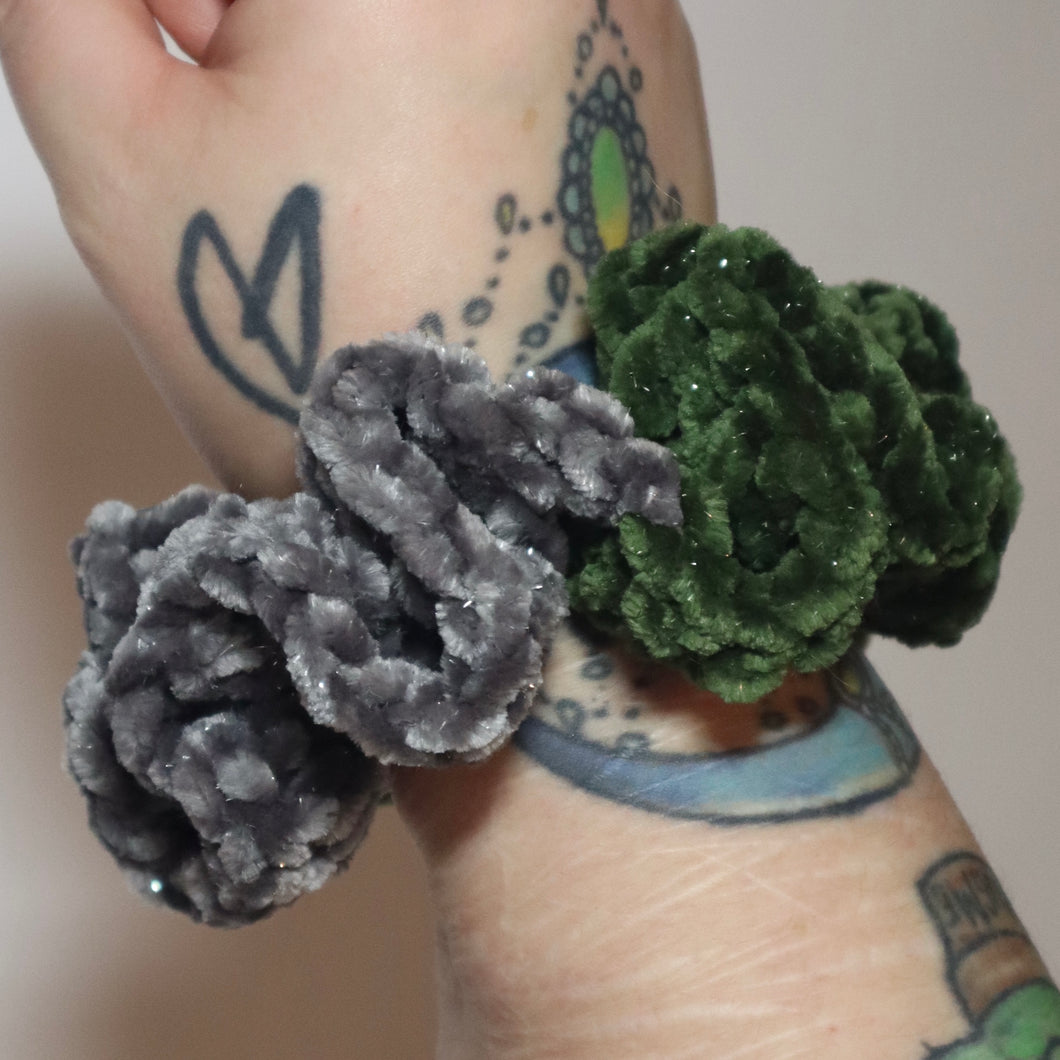 Scrappy Velvet Crochet Scrunchie