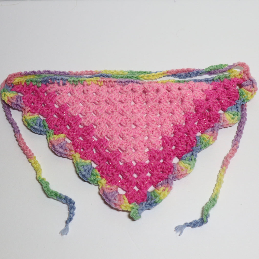 Glitter Flamingo Crochet Bandana