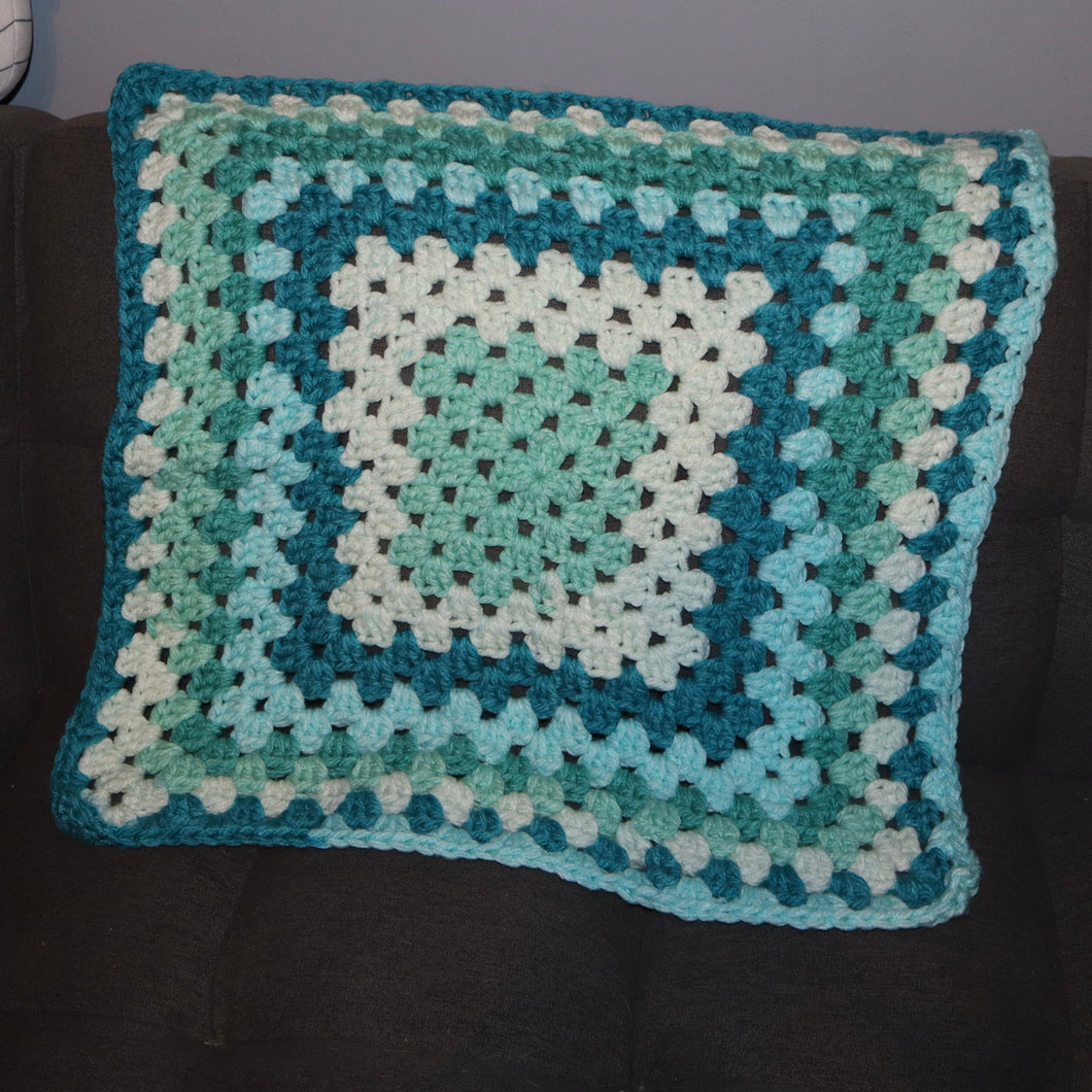 Blue Explosion Granny Square Lap Blanket