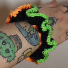 Load image into Gallery viewer, Scrappy Pumpkin Crochet Scrunchie
