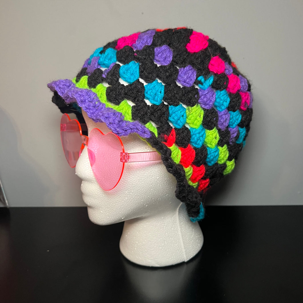 Blacklight Splatter Crochet Bucket Hat