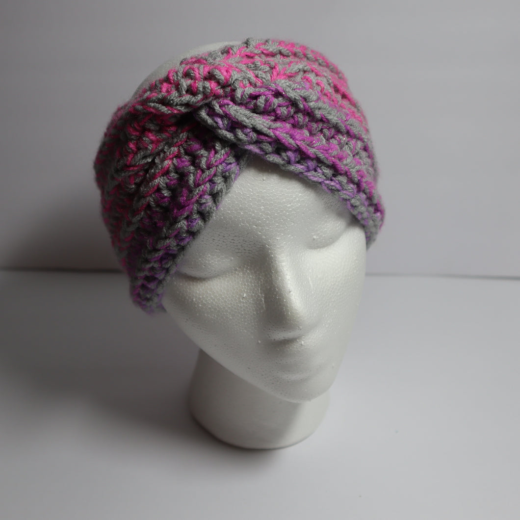 Pink Glitter Gradient Crochet Twist Headband