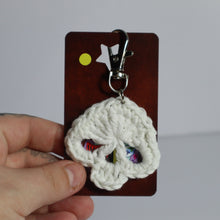 Load image into Gallery viewer, Ghostly Skeleton Crochet Skull Keychain
