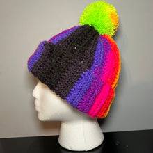 Load image into Gallery viewer, Neon Fire Crochet Pom-Pom Beanie
