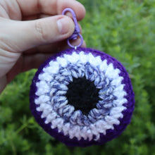 Load image into Gallery viewer, Purple Monster Puffy Evil Eye Keychain
