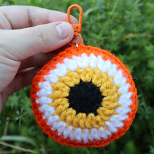 Load image into Gallery viewer, Candy Corn Witch Puffy Evil Eye Keychain

