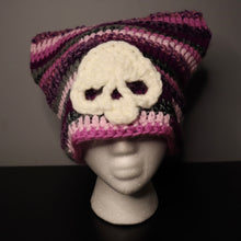 Load image into Gallery viewer, Poison Purple Skull Cat Hat
