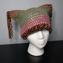 Load image into Gallery viewer, Chocolate Cherry Crochet Cat Hat
