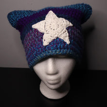Load image into Gallery viewer, Purple Starship Crochet Cat Hat
