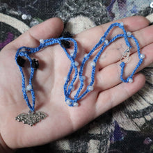 Load image into Gallery viewer, Batty Blue Crochet Beaded Necklace
