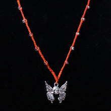 Load image into Gallery viewer, Orange Flutter Skull Crochet Beaded Necklace
