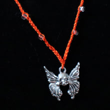 Load image into Gallery viewer, Orange Flutter Skull Crochet Beaded Necklace
