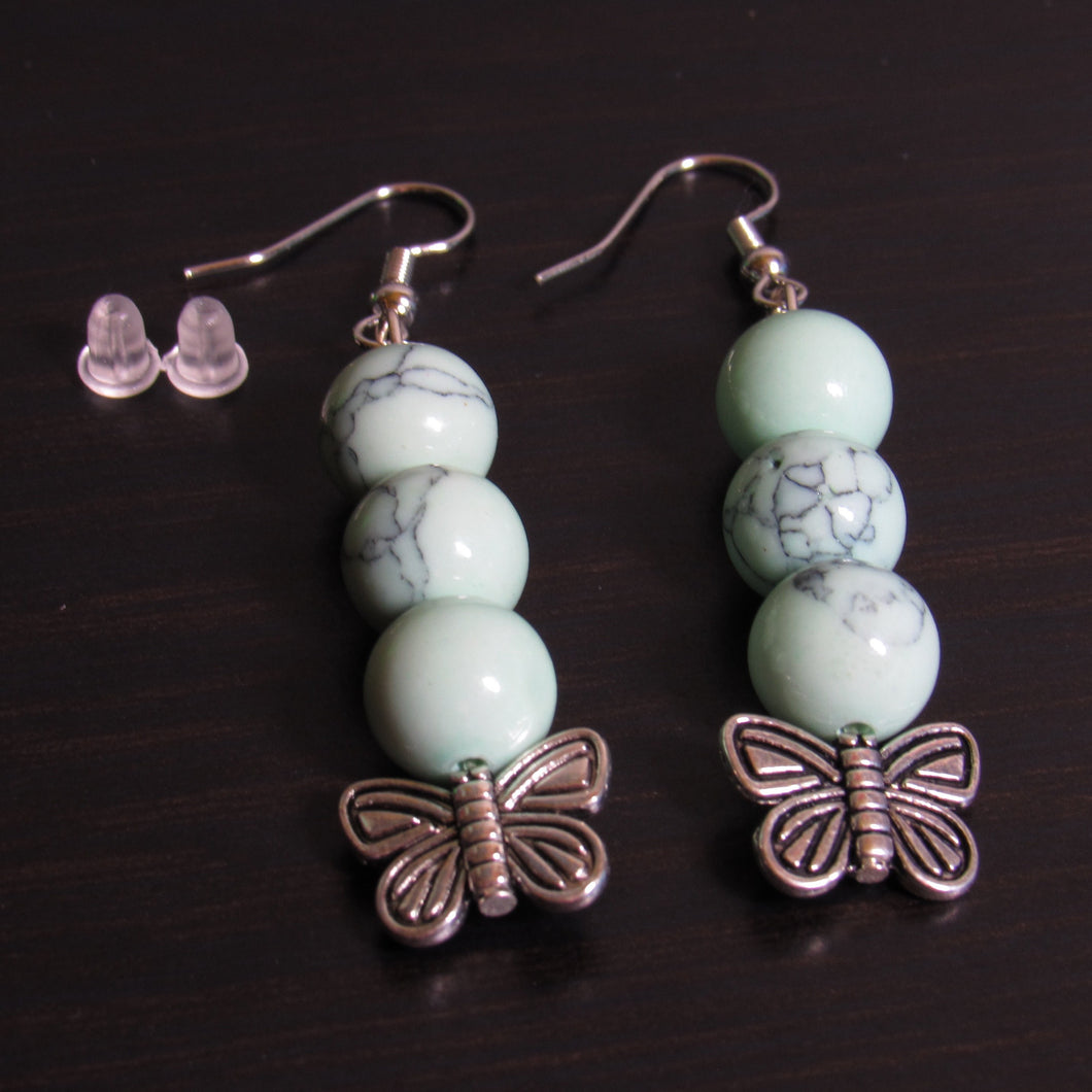 Mint Crackle Butterfly Earrings🦋