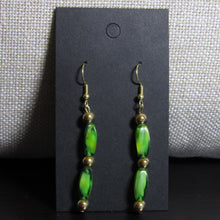 Load image into Gallery viewer, Green and Gold Earrings🤎💚
