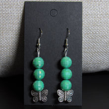 Load image into Gallery viewer, Mint Green Disco Ball Butterfly Earrings🦋
