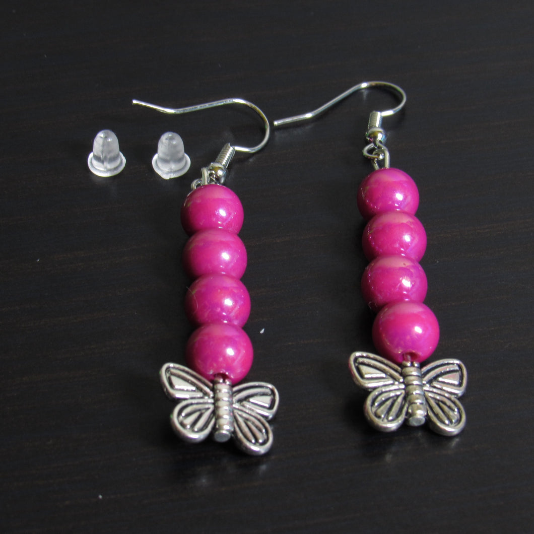 Pearly Pink Butterfly Earrings💗