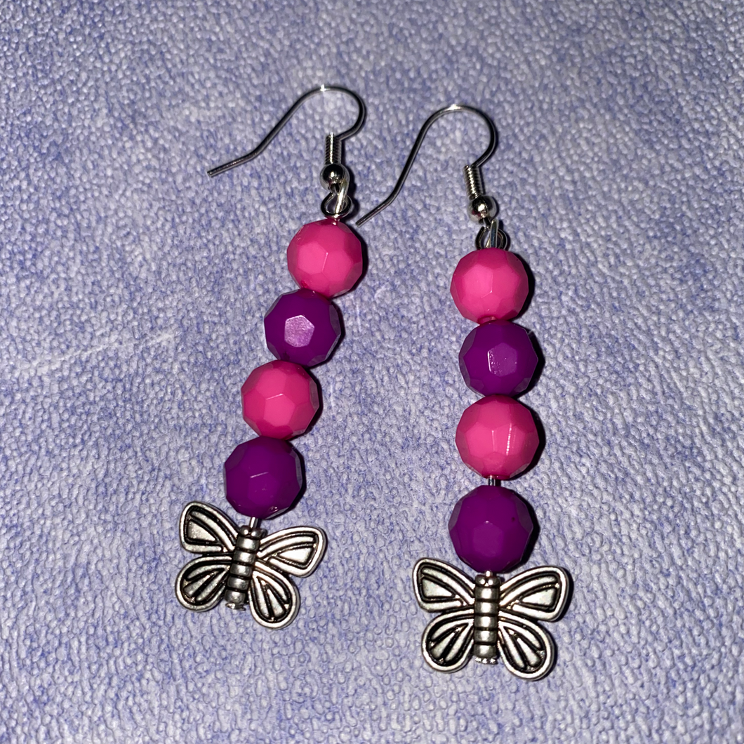 Pink & Purple Butterfly Earrings💗💜