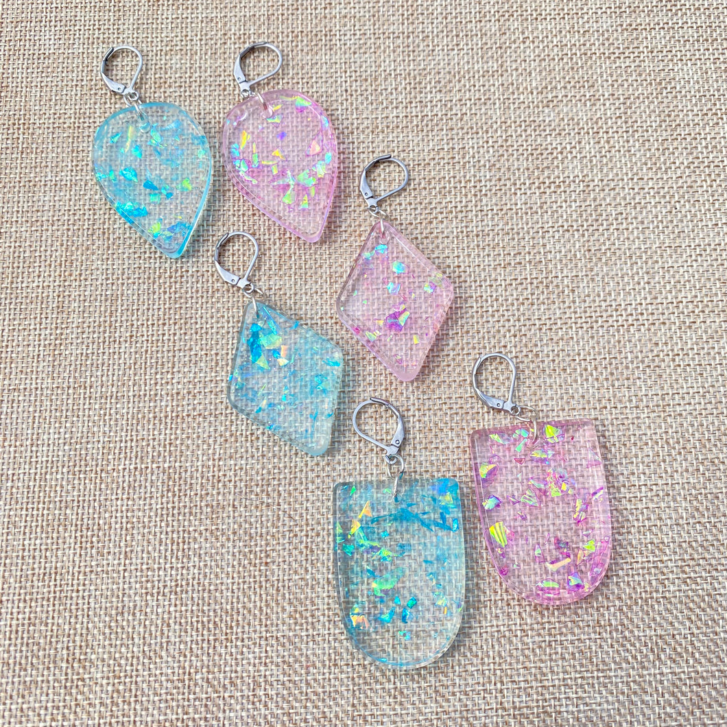 Iridescent Cotton Candy Earrings🍧