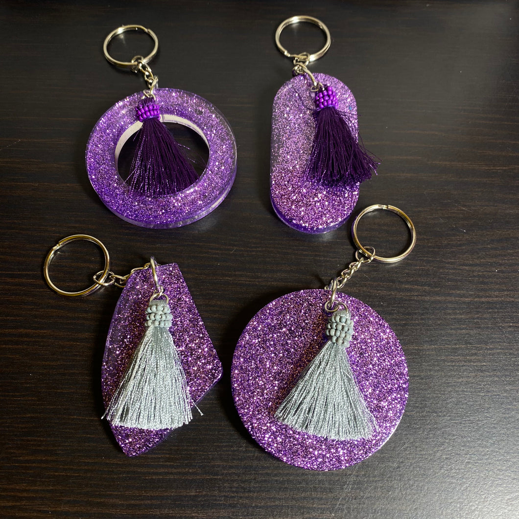 Assorted Purple Glitter Keychains💜