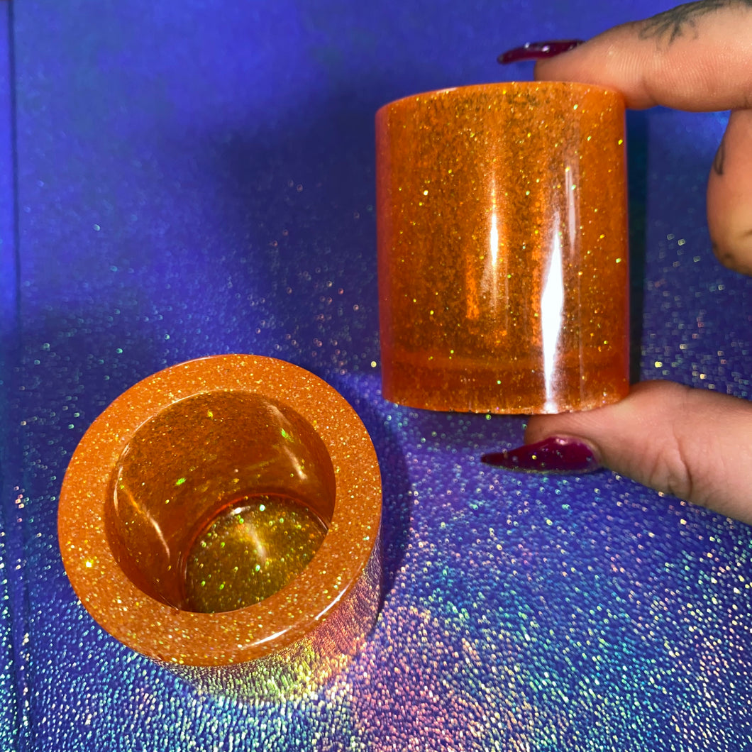 Orange Glitter Shot Glass🧡